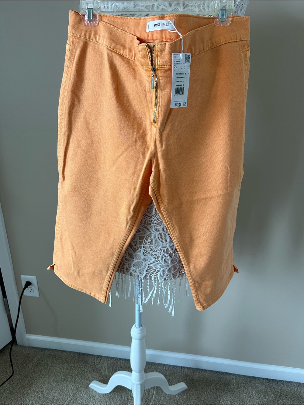 Mango Orange Capris with Front Zip